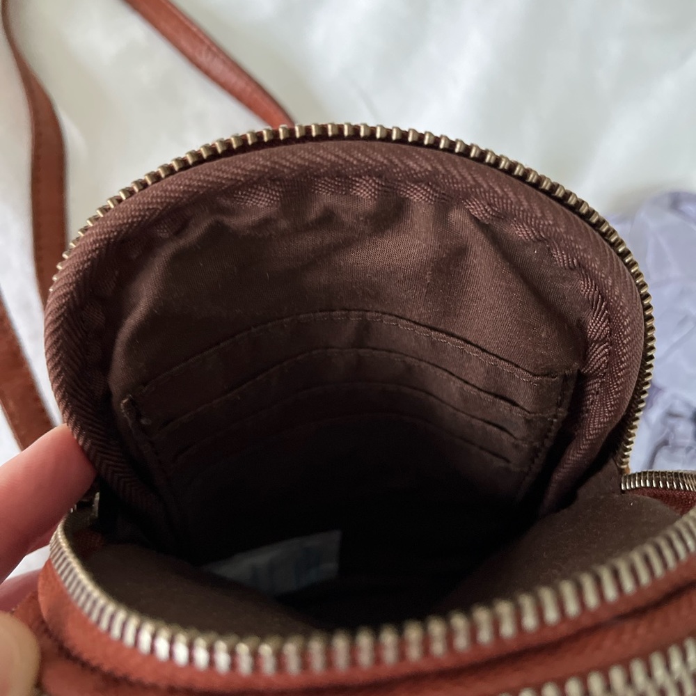 VILENCA Holland Genuine Leather Small Crossbody Shoulder Bag Cognac TK352 NWT - Picture 4 of 8